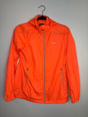 Hind Womens Orange Jacket Windbreaker Mock Neck Zipped Long Sleeves Size Small